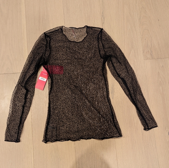 Sheer Black Long Sleeve Top with Sparkles - Picture 7 of 7